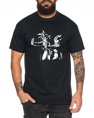 Fiction Goku Vegeta Herren T-Shirt Dragon Master Son Ball Pulp Tarantino Quentin Db, Farbe:Schwarz;Größe:XL von WhyKiki