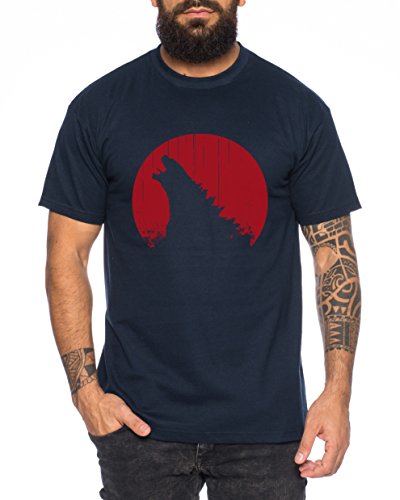 Godzilla Roar Gojira Godzilla Japan Nippon Kaiju Kanji Tokyo T-Shirt Herren, Farbe:Dunkel Blau;Größe:XL von WhyKiki