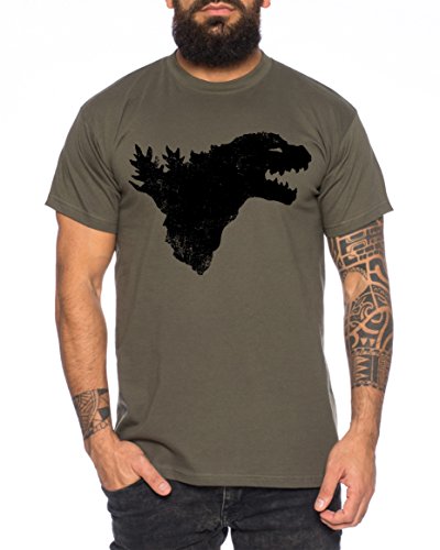 Godzilla Side Roar Gojira Godzilla Japan Nippon Kaiju Kanji Tokyo T-Shirt Herren, Farbe:Khaki;Größe:XL von WhyKiki