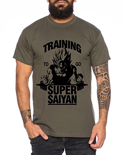 Goku Super Saiyan Herren T-Shirt One Goku Dragon Master Son Ball Vegeta Turtle Roshi Piece Golds Db, Farbe:Khaki;Größe:XXL von WhyKiki