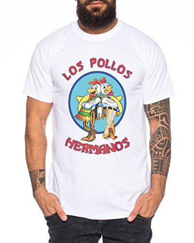 Los Pollos Herren T-Shirt Hermanos Bad Heisenberg Breaking, Farbe:Weiß;Größe:4XL von WhyKiki