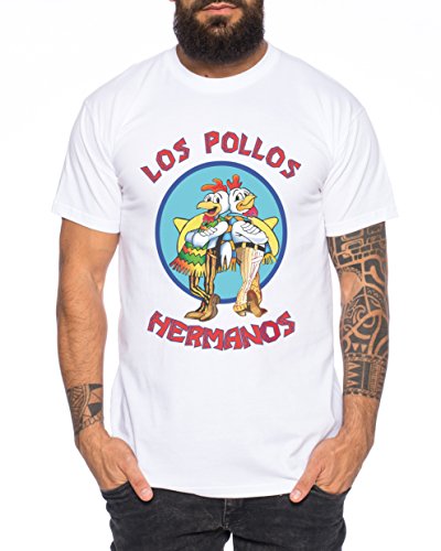 Los Pollos Herren T-Shirt Hermanos Bad Heisenberg Breaking, Farbe:Weiß;Größe:S von WhyKiki