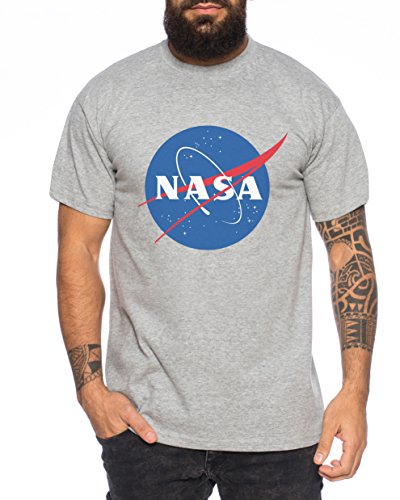 NASA Logo Herren T-Shirt Astronaut Space Rocket Moon, Farbe:Dunkelgrau Meliert;Größe:3XL von WhyKiki