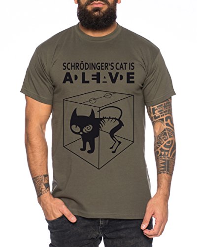 Schroedingers Katze Sheldon Nerd Herren T-Shirt, Farbe:Khaki;Größe:XL von WhyKiki