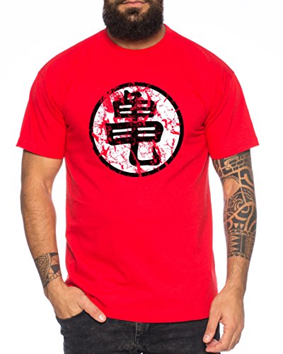 Sign Goku Roshis Turtle School Herren T-Shirt, Farbe:Rot;Größe:L von WhyKiki