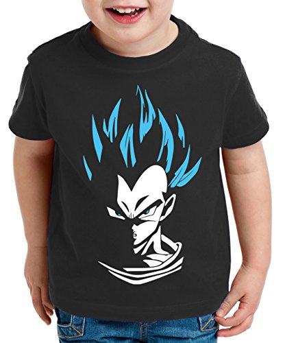 Super Vegeta Kinder T-Shirt Goku Dragon Master Ball Vegeta Turtle Roshi Db, Farbe:Schwarz/Blau;Kinder T-Shirt Größe:122/128 von WhyKiki