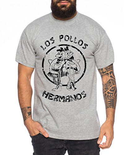 Used Look Los Pollos Herren T-Shirt Heisenberg Hermanos Bad Mr White Breaking, Farbe:Dunkelgrau Meliert;Größe:S von Tee Kiki