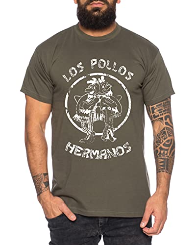 Used Look Los Pollos Herren T-Shirt Heisenberg Hermanos Bad Mr White Breaking, Farbe:Khaki;Größe:S von Tee Kiki