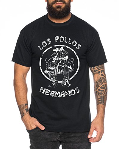 Used Look Los Pollos Herren T-Shirt Heisenberg Hermanos Bad Mr White Breaking, Farbe:Schwarz;Größe:L von Tee Kiki