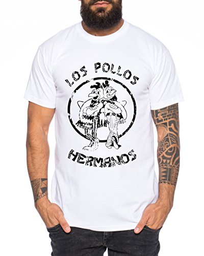Used Look Los Pollos Herren T-Shirt Heisenberg Hermanos Bad Mr White Breaking, Farbe:Weiss;Größe:3XL von Tee Kiki