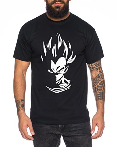 WhyKiki Super Vegeta Goku Herren T-Shirt Goku Dragon Master Son Ball Turtle RoshDb, S, Schwarz/Weiß von WhyKiki