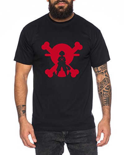 XR Ruffy One Monkey Anime Piece Herren T-Shirt, Farbe:Schwarz;Größe:L von WhyKiki