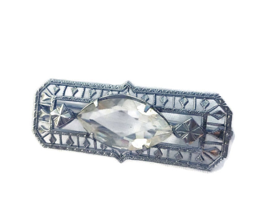 1920Er Jahre Brosche, W Mfg Co., Vintage Art-Deco Filigrane Schmuck, Strass-Brosche, Kleine, Stifte Für Anhänger, Geschenke von WhyWeLoveThePast