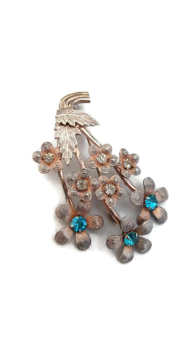 Brosche Antik Silber Vintage Schmuck Sterling Gold Overlay Etwas Blaues Altes Für Braut von WhyWeLoveThePast