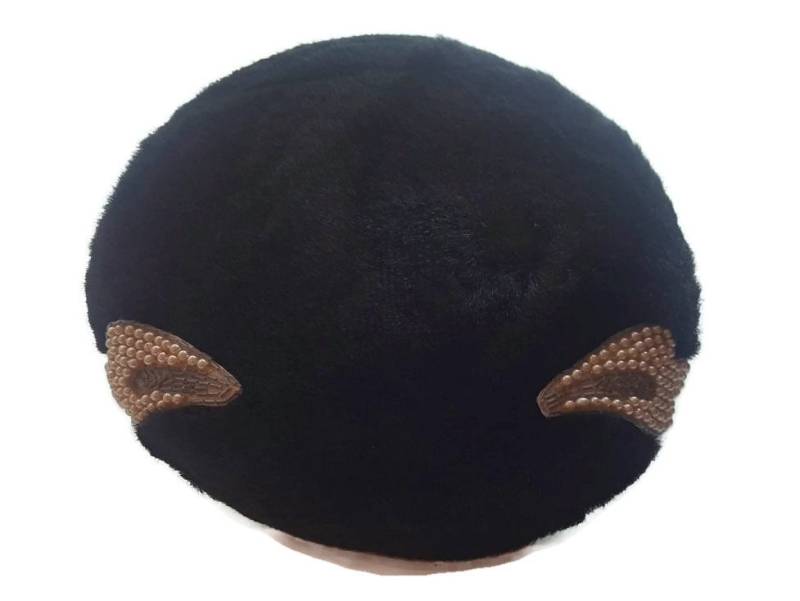 Schwarze Kirche Hut Pillbox Mit Perlen Perlen-Art Deco-Weinlese-Hut, Elegante Pillbox Hüte Für Frauen Oder Mädchen, 1950S 1960S von WhyWeLoveThePast