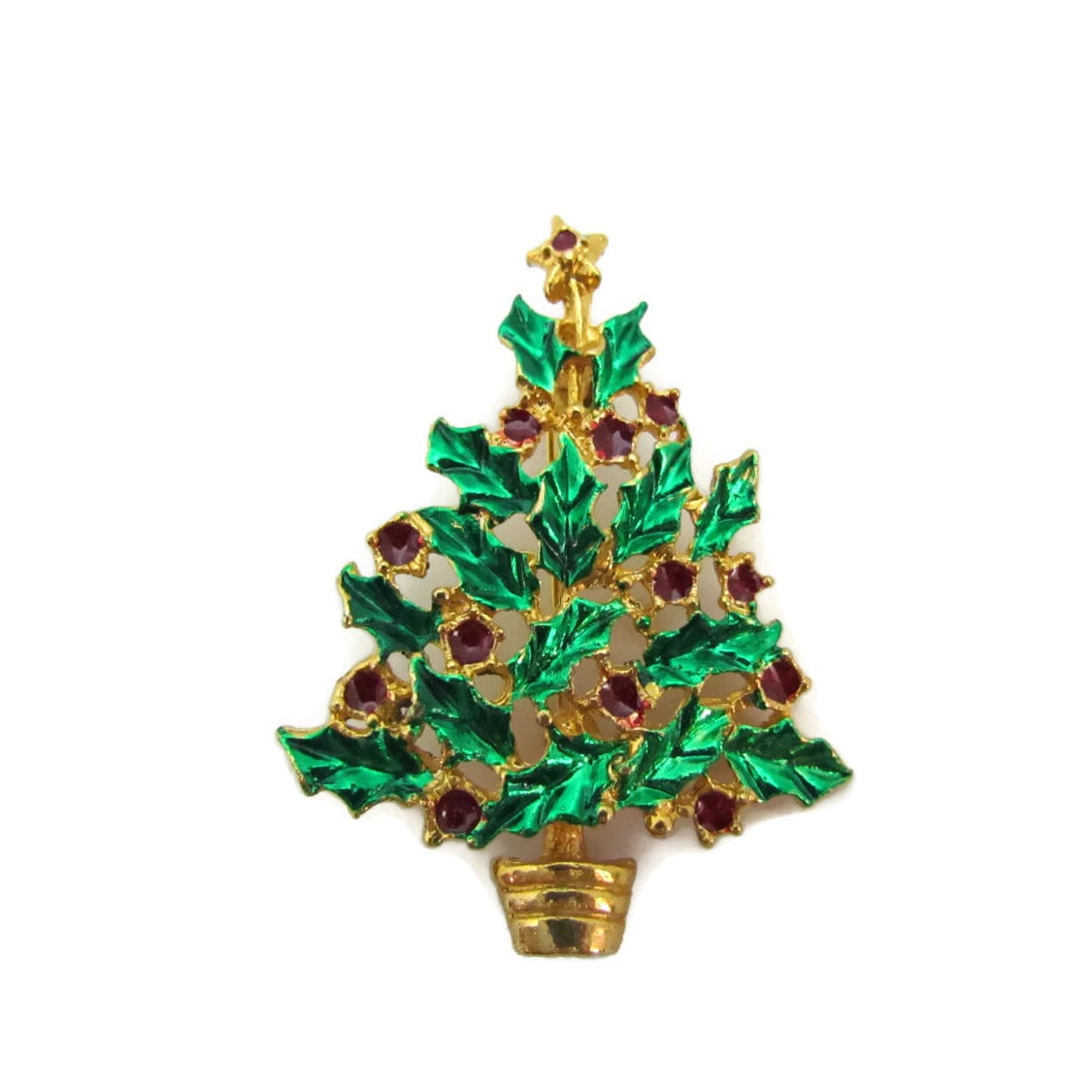 Weihnachtsbaum Brosche Grün Emaille Schmuck Großer Mantel Pin Urlaub Schal von WhyWeLoveThePast