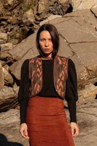 WiDDA berlin kurze Weste MIA mit Jacquard Muster zum Wenden von WiDDA berlin