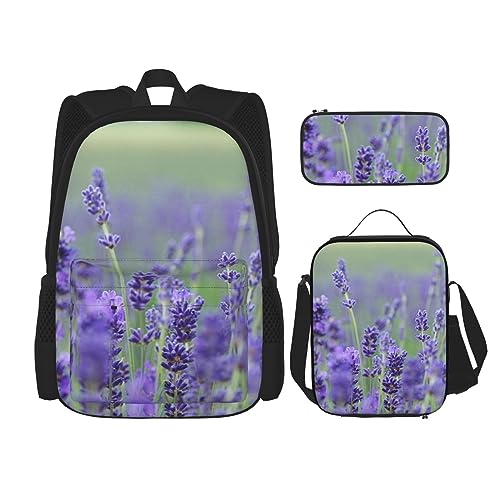 3-in-1-Rucksack für Kinder, Schultasche für Teenager, Mädchen, Damen, Laptop-Rucksack mit Lunch-Tasche, Federmäppchen, Schwarz , Einheitsgröße von WiNwon