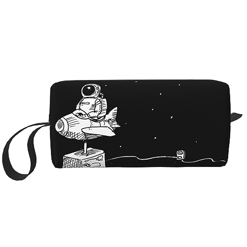 Astronaut Galaxy Make-up-Tasche Tragbare Kosmetiktasche Reißverschluss Kleine Tasche Handtasche Reise Toilettenartikel Organizer Aufbewahrungstasche für Frauen, weiß, Einheitsgröße von WiNwon