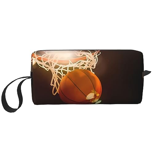 Basketball-Make-up-Tasche, tragbare Kosmetiktasche, Reißverschluss, kleine Tasche, Handtasche, Reise-Kulturbeutel, Organizer, Aufbewahrungstasche für Frauen, weiß, Einheitsgröße von WiNwon