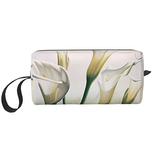 Beauty Flowers Make-up-Tasche, tragbare Kosmetiktasche, Reißverschluss, kleine Tasche, Handtasche, Reise-Kulturbeutel, Organizer, Aufbewahrungstasche für Frauen, weiß, Einheitsgröße von WiNwon