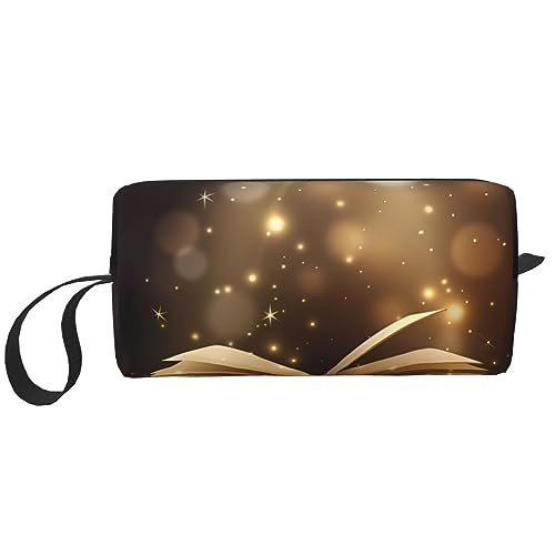 Book Under The Light Make-up-Tasche, tragbare Kosmetiktasche, Reißverschluss, kleine Tasche, Handtasche, Reise-Kulturbeutel, Organizer, Aufbewahrungstasche für Frauen, weiß, Einheitsgröße von WiNwon