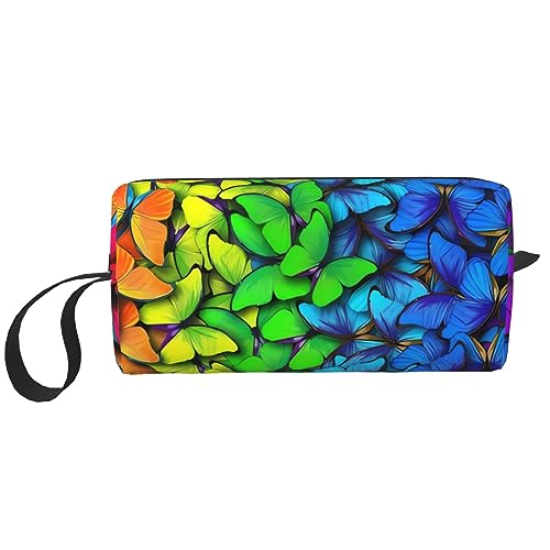 Bunte Schmetterling-Make-up-Tasche, tragbare Kosmetiktasche, Reißverschluss, kleine Tasche, Handtasche, Reise-Kulturbeutel, Organizer, Aufbewahrungstasche für Frauen, weiß, Einheitsgröße von WiNwon