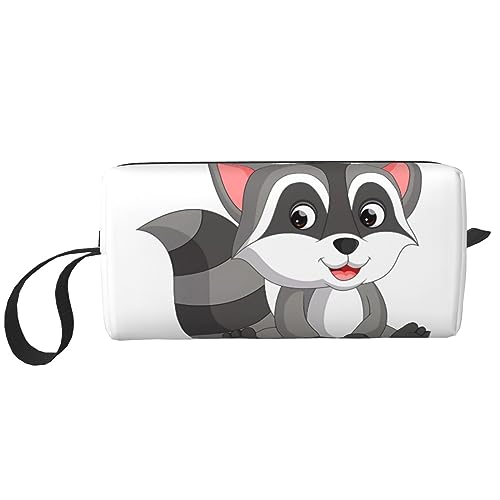 Cartoon Waschbär Make-up Tasche Tragbare Kosmetiktasche Reißverschluss Kleine Tasche Handtasche Reise Toilettenartikel Organizer Aufbewahrungstasche für Frauen, weiß, Einheitsgröße von WiNwon