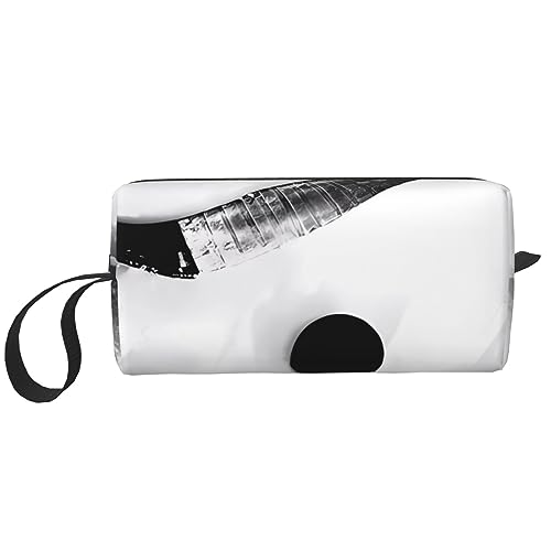 Eishockey-Kunstdruck-Make-up-Tasche, Kosmetiktasche, tragbar, wasserdicht, Aufbewahrungstasche, Reise-Kulturbeutel, Organizer-Tasche für Frauen, weiß, Einheitsgröße von WiNwon