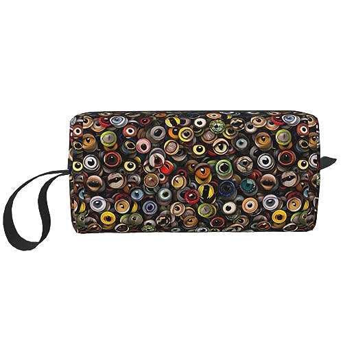 Eye Balls Make-up-Tasche, tragbare Kosmetiktasche, Reißverschluss, kleine Tasche, Handtasche, Reise-Kulturbeutel, Organizer, Aufbewahrungstasche für Frauen, weiß, Einheitsgröße von WiNwon