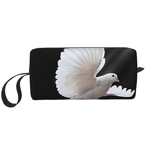 Flying Dove Make-up-Tasche, tragbare Kosmetiktasche, Reißverschluss, kleine Tasche, Handtasche, Reise-Kulturbeutel, Organizer, Aufbewahrungstasche für Frauen, weiß, Einheitsgröße von WiNwon