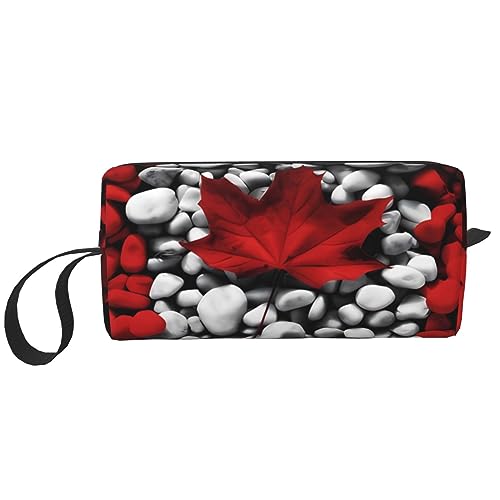 Kanada-Flagge Tapeten Make-up Tasche Tragbare Kosmetiktasche Reißverschluss Kleine Tasche Handtasche Reise Toilettenartikel Organizer Aufbewahrungstasche für Frauen, weiß, Einheitsgröße von WiNwon