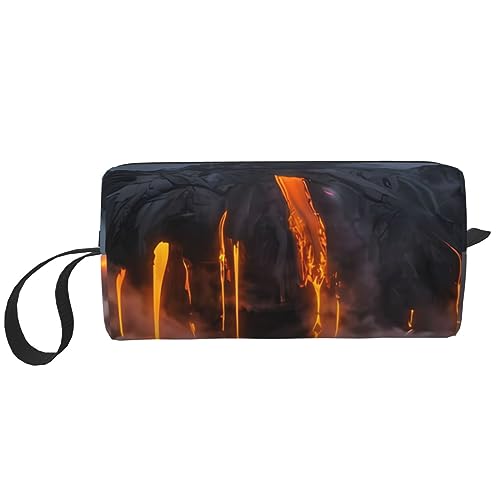 Kilauea Kosmetiktasche mit Vulkan-Aufdruck, tragbar, wasserdicht, Aufbewahrungstasche, Reise-Kulturbeutel, Organizer-Tasche für Damen, weiß, Einheitsgröße von WiNwon