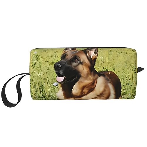 Kosmetiktasche, Motiv: Deutscher Schäferhund, tragbar, wasserdicht, Aufbewahrungstasche, Reise-Kulturbeutel, Organizer-Tasche für Frauen, weiß, Einheitsgröße von WiNwon