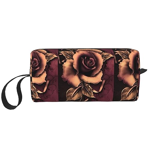 Kosmetiktasche im Gothic-Stil, Rose, tragbar, mit Reißverschluss, kleine Tasche, Handtasche, Reise-Kulturbeutel, Organizer, Aufbewahrungstasche für Damen, weiß, Einheitsgröße von WiNwon