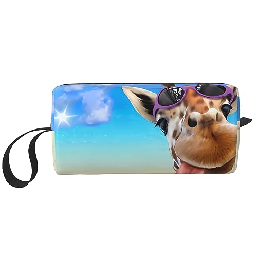 Kosmetiktasche mit Giraffen-Aufdruck, tragbar, wasserdicht, Aufbewahrungstasche, Reise-Kulturbeutel, Organizer-Tasche für Damen, weiß, Einheitsgröße von WiNwon