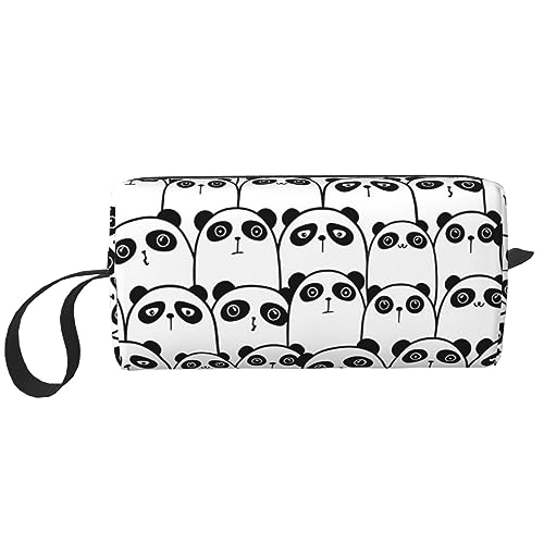 Kosmetiktasche mit Panda-Motiv, Schwarz und Weiß, bedruckt, tragbar, wasserdicht, Aufbewahrungstasche, Reise-Kulturbeutel, Organizer-Tasche für Damen, weiß, Einheitsgröße von WiNwon