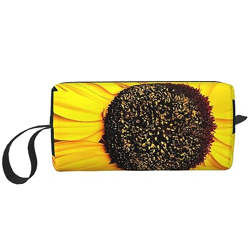 Kosmetiktasche mit Sonnenblumen-Aufdruck, tragbar, wasserdicht, Aufbewahrungstasche, Reise-Kulturbeutel, Organizer-Tasche für Damen, weiß, Einheitsgröße von WiNwon