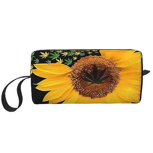 Kosmetiktasche mit Sonnenblumen-Aufdruck, tragbar, wasserdicht, Aufbewahrungstasche für Reisen, Kulturbeutel, Organizer für Damen, weiß, Einheitsgröße von WiNwon