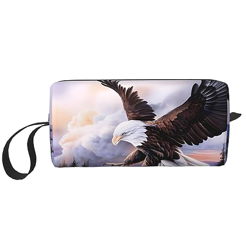 Kosmetiktasche mit Weißkopfseeadler-Aufdruck, tragbar, wasserdicht, Aufbewahrungstasche, Reise-Kulturbeutel, Organizer-Tasche für Damen, weiß, Einheitsgröße von WiNwon