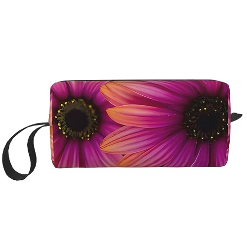 Kosmetiktasche mit rosa Gänseblümchen-Aufdruck, tragbar, wasserdicht, Aufbewahrungstasche, Reise-Kulturbeutel, Organizer-Tasche für Damen, weiß, Einheitsgröße von WiNwon