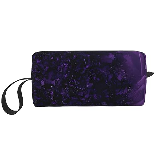 Kosmetiktasche mit violettem Rosen-Druck, tragbar, wasserdicht, Aufbewahrungstasche, Reise-Kulturbeutel, Organizer-Tasche für Damen, weiß, Einheitsgröße von WiNwon