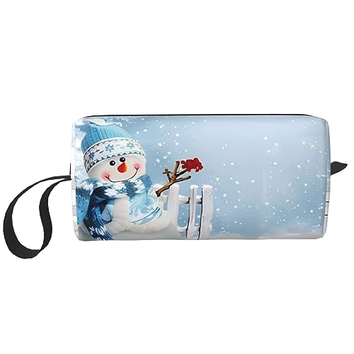 Kosmetiktasche mit weihnachtlichem Schneemann-Druck, tragbar, wasserdicht, Aufbewahrungstasche, Reise-Kulturbeutel, Organizer-Tasche für Frauen, weiß, Einheitsgröße von WiNwon