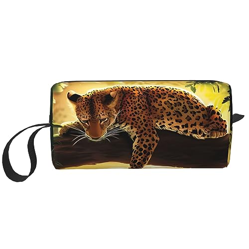 Lustige Make-up-Tasche mit Leopardenmuster, tragbar, wasserdicht, Aufbewahrungstasche, Reise-Kulturbeutel, Organizer-Tasche für Frauen, weiß, Einheitsgröße von WiNwon