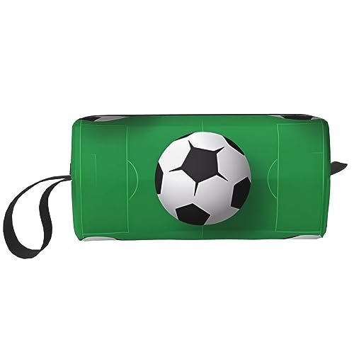 Make-up-Tasche mit Fußball-Druck, Kosmetiktasche, tragbar, wasserdicht, Aufbewahrungstasche, Reise-Kulturbeutel, Organizer-Tasche für Frauen, weiß, Einheitsgröße von WiNwon