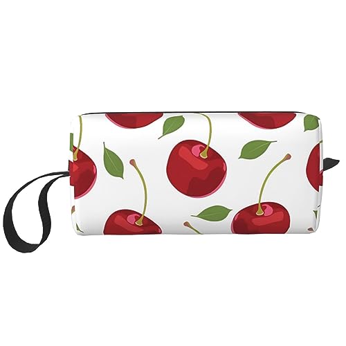 Make-up-Tasche mit Kirschfrucht, tragbare Kosmetiktasche, Reißverschluss, kleine Tasche, Handtasche, Reise-Kulturartikel, Organizer, Aufbewahrungstasche für Damen, weiß, Einheitsgröße von WiNwon