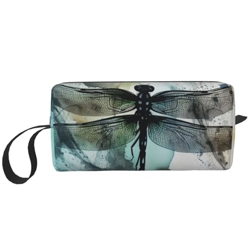 Make-up-Tasche mit Libellen-Druck, tragbar, wasserdicht, Aufbewahrungstasche, Reise-Kulturbeutel, Organizer für Damen, weiß, Einheitsgröße von WiNwon