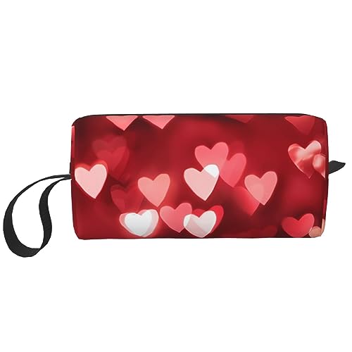 Make-up-Tasche mit Liebes-Herz-Aufdruck, Kosmetiktasche, tragbar, wasserdicht, Aufbewahrungstasche, Reise-Kulturbeutel, Organizer-Tasche für Damen, weiß, Einheitsgröße von WiNwon