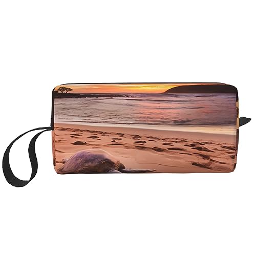 Make-up-Tasche mit Meeresschildkröte, Sonnenuntergang, tragbare Kosmetiktasche, Reißverschluss, kleine Tasche, Handtasche, Reise-Kulturartikel, Organizer, Aufbewahrungstasche für Damen, weiß, von WiNwon