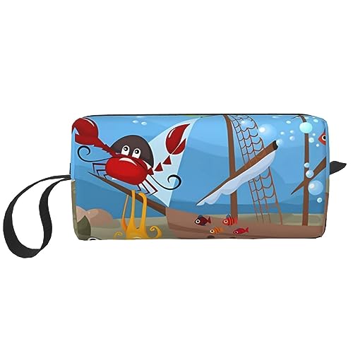 Make-up-Tasche mit Ozean-Fisch-Aufdruck, tragbar, wasserdicht, Aufbewahrungstasche, Reise-Kulturbeutel, Organizer-Tasche für Damen, weiß, Einheitsgröße von WiNwon